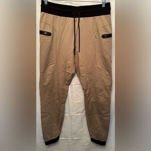 Bylt Basics Mens XL Tan Jogger Tapered Leg Premium Knit Gym Hiking Sweat Pants